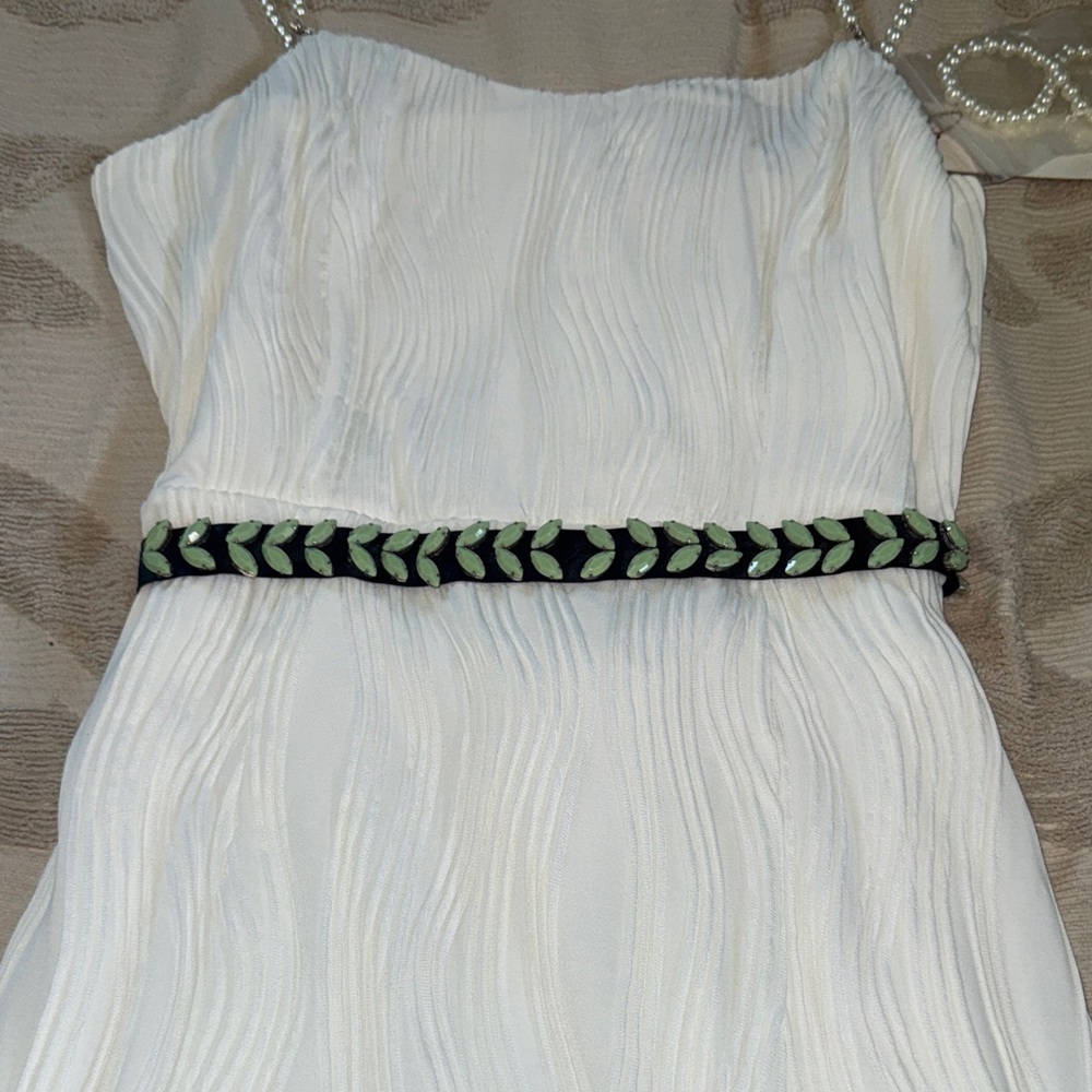 J. Crew Black Silk Tie Belt or Headband with Green Accents